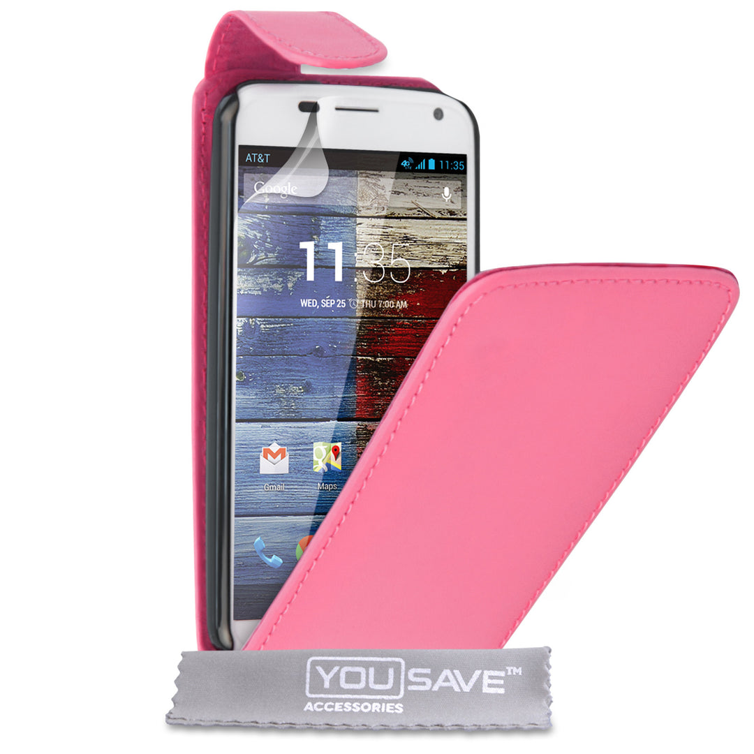 YouSave Motorola Moto X Leather-Effect Flip Case - Hot Pink
