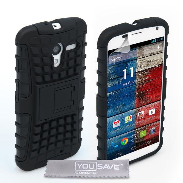 YouSave Accessories Motorola Moto X Stand Combo Case - Black