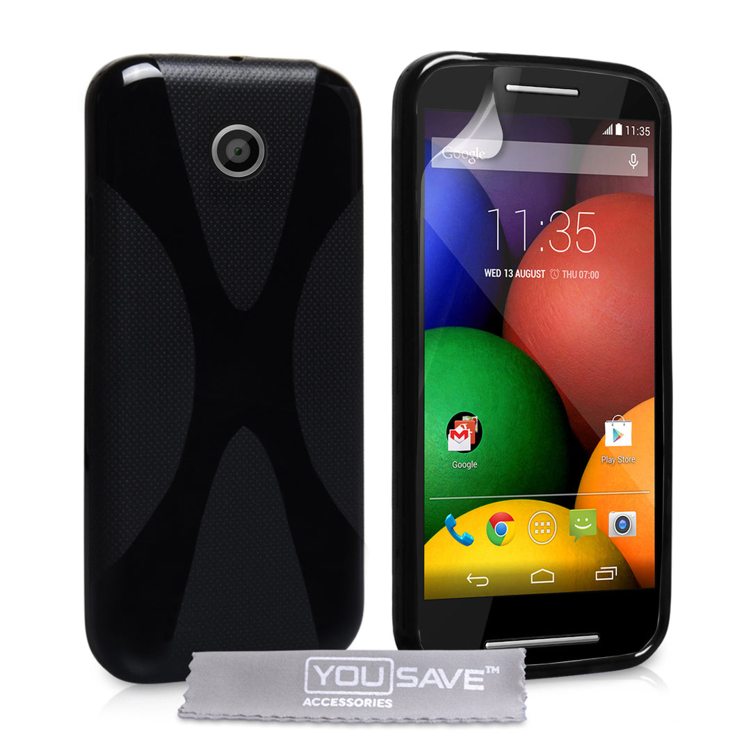 YouSave Accessories Motorola Moto E Silicone Gel X-Line Case - Black
