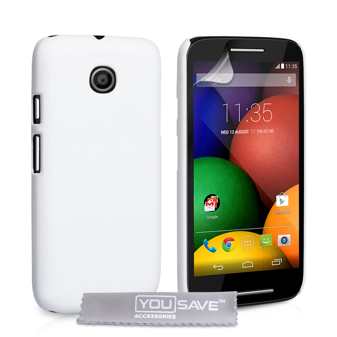 YouSave Accessories Motorola Moto E Hard Hybrid Case - White