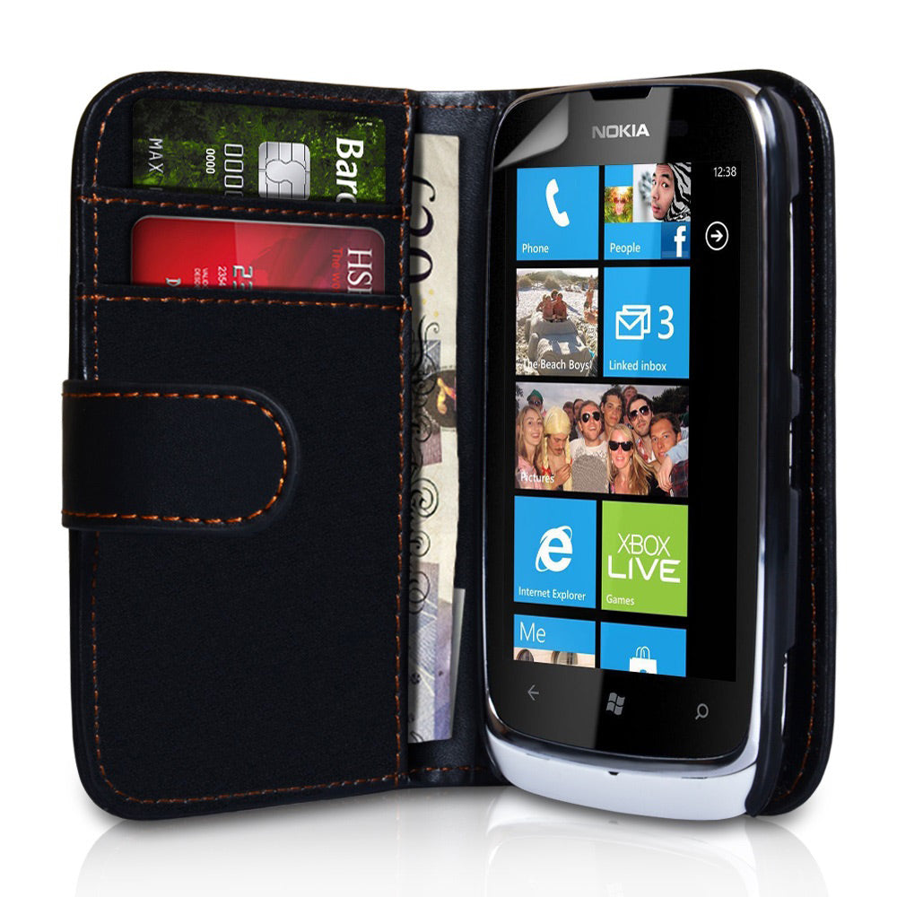 YouSave Accessories Nokia Lumia 610 Leather Effect Wallet Case - Black