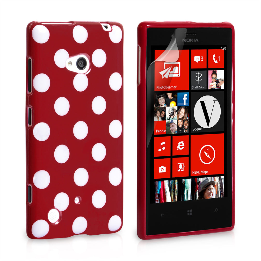 YouSave Accessories Nokia Lumia 720 Polka Dot Gel Case - Red