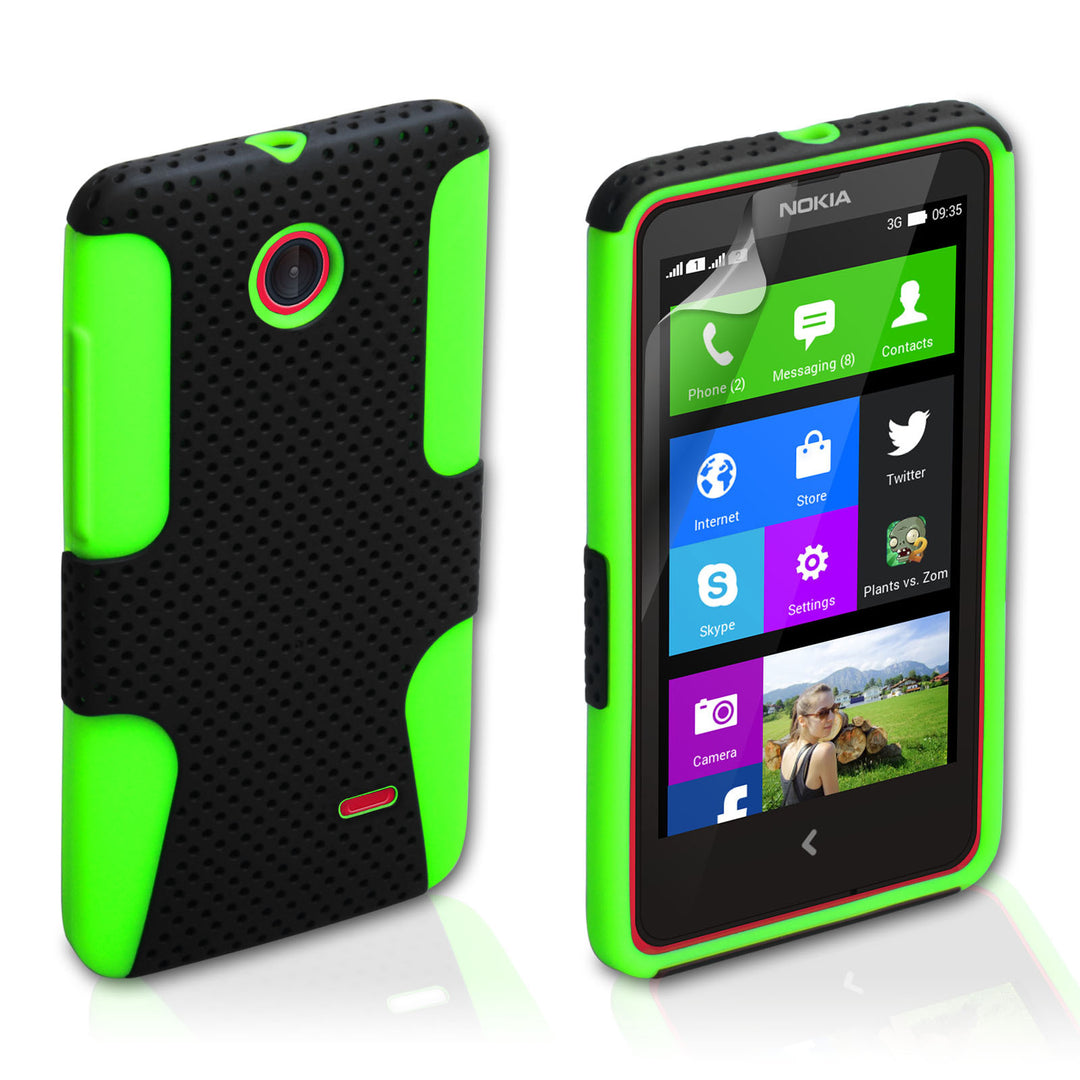 YouSave Nokia X Tough Mesh Combo Silicone Case - Green-Black