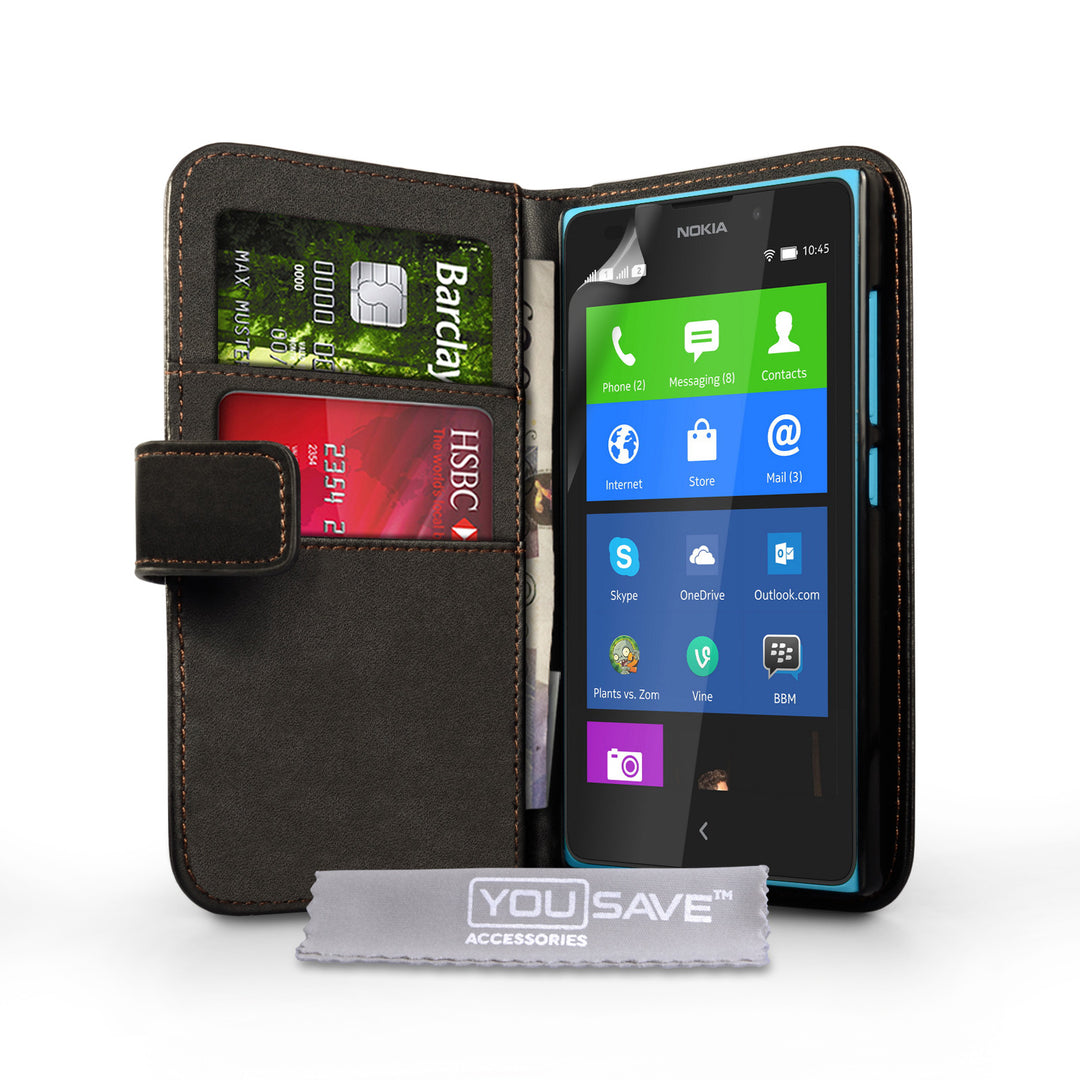 YouSave Accessories Nokia XL Leather-Effect Wallet Case - Black