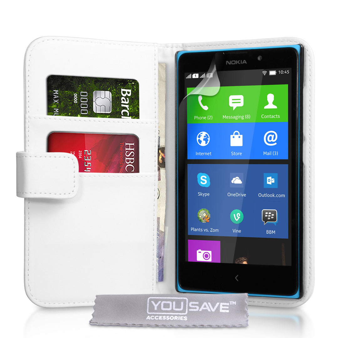 YouSave Accessories Nokia XL Leather-Effect Wallet Case - White