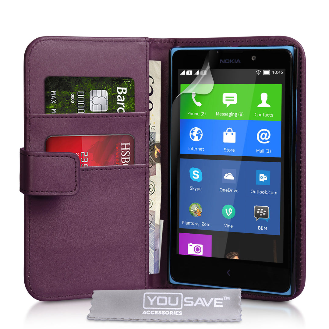 YouSave Accessories Nokia XL Leather-Effect Wallet Case - Purple