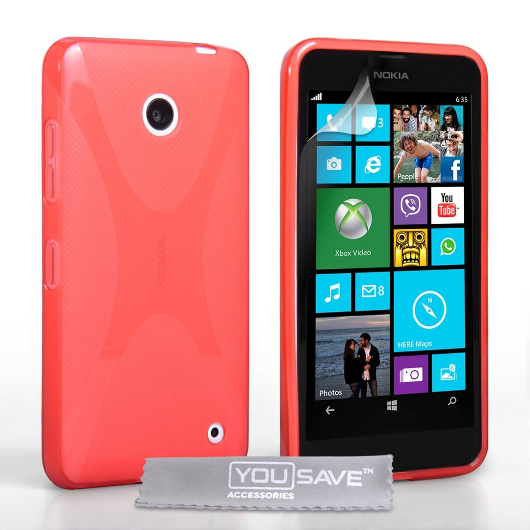 Yousave Accessories Nokia Lumia 630 Silicone Gel X - Line Case - Red - Mobile Madhouse