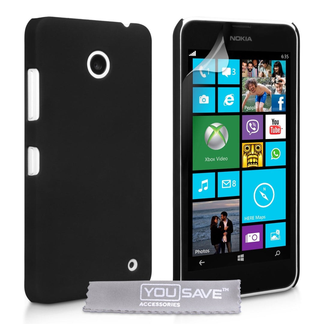Yousave Accessories Nokia Lumia 630 Hard Hybrid Case - Black - Mobile Madhouse
