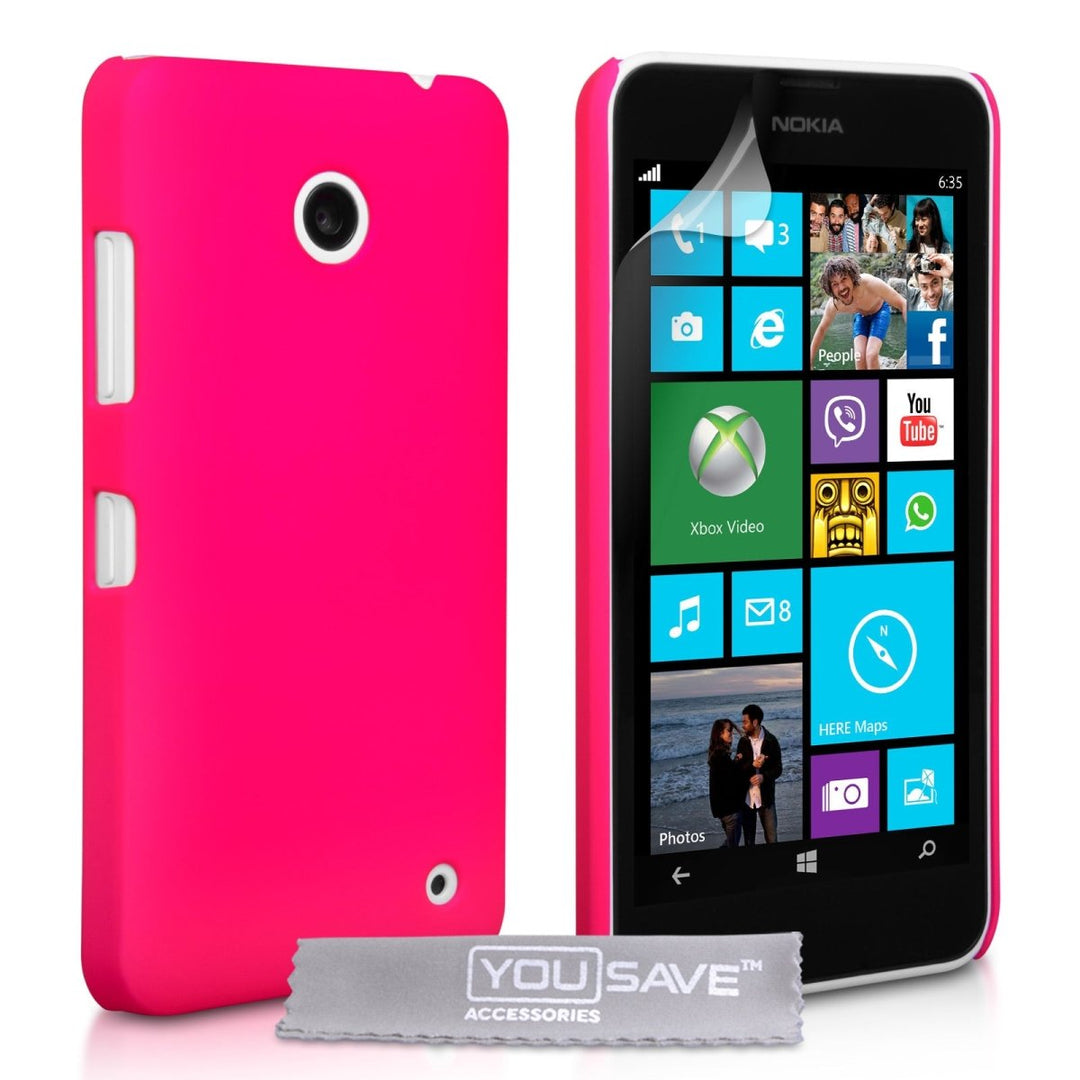 Yousave Accessories Nokia Lumia 630 Hard Hybrid Case - Hot Pink - Mobile Madhouse