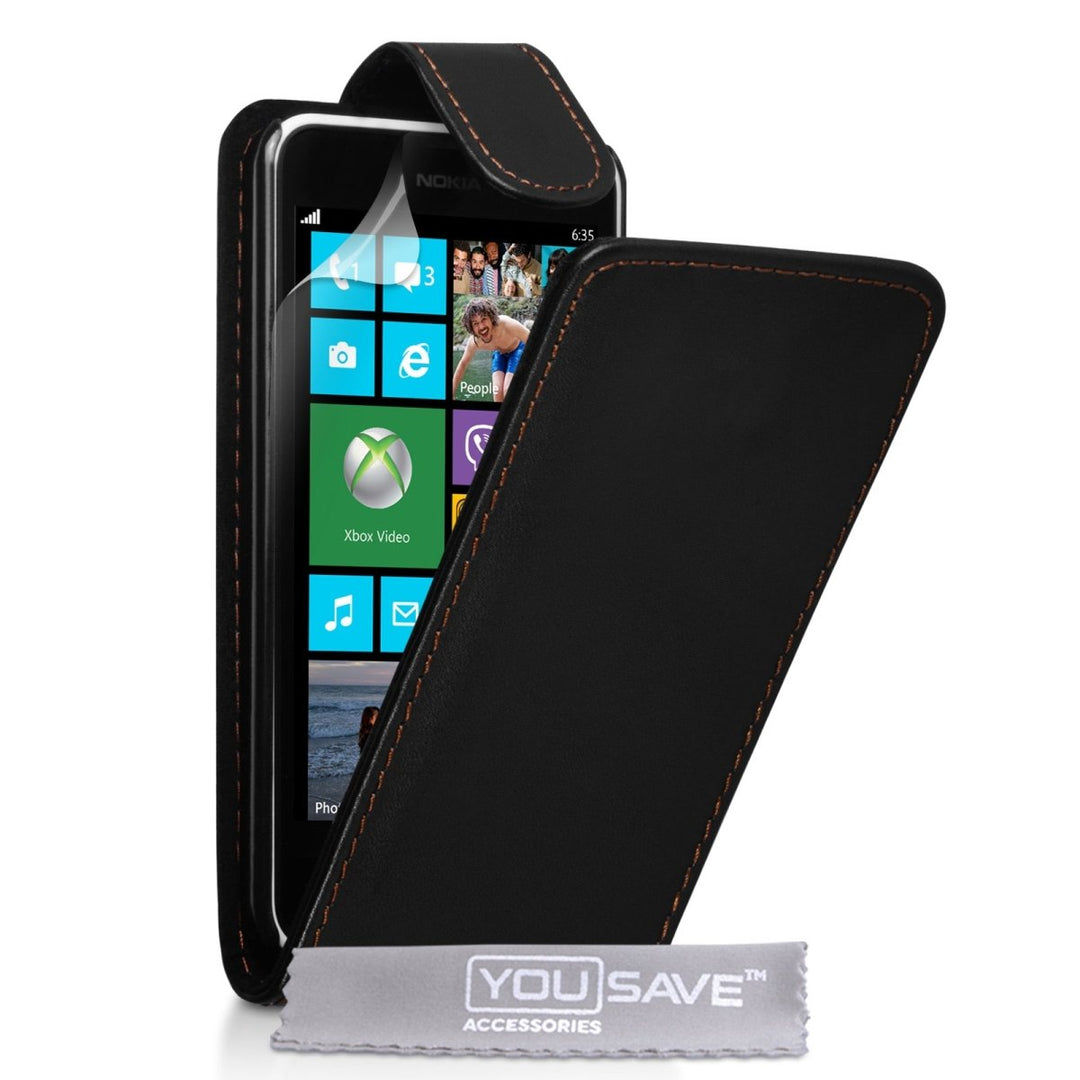 Yousave Accessories Nokia Lumia 630 Leather - Effect Flip Case - Black - Mobile Madhouse