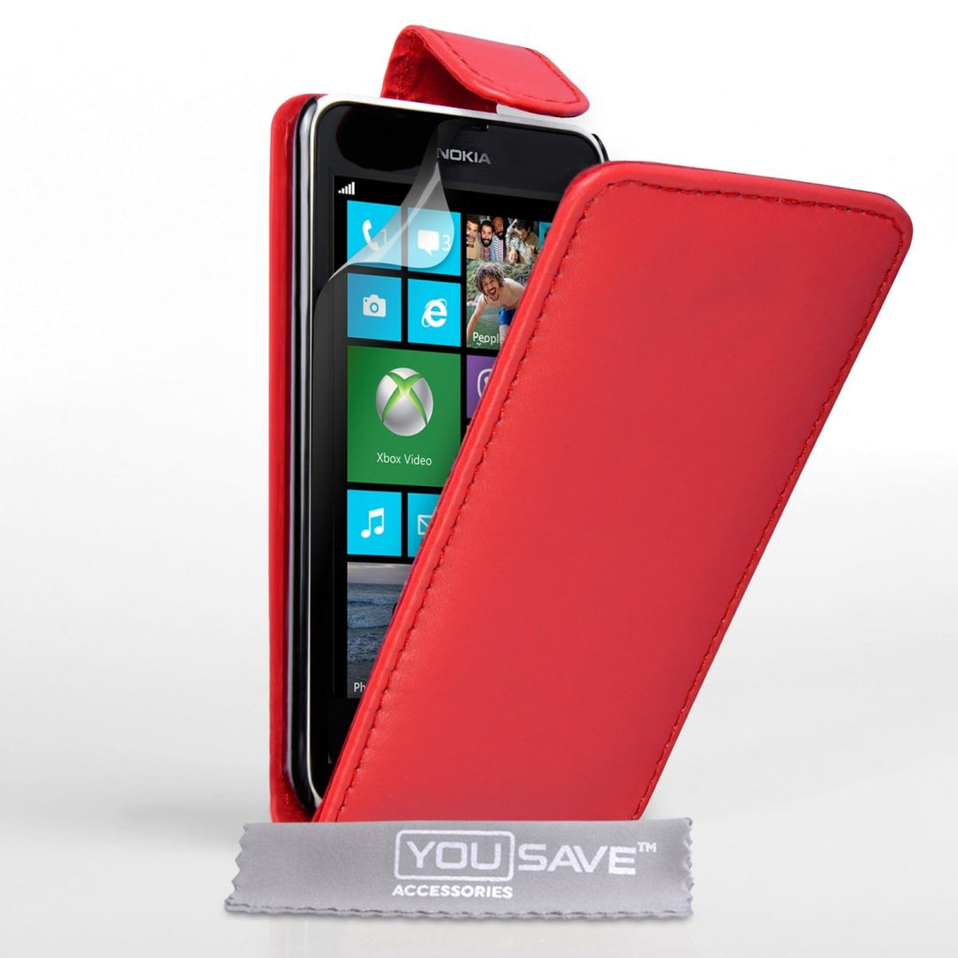 Yousave Accessories Nokia Lumia 630 Leather - Effect Flip Case - Red - Mobile Madhouse