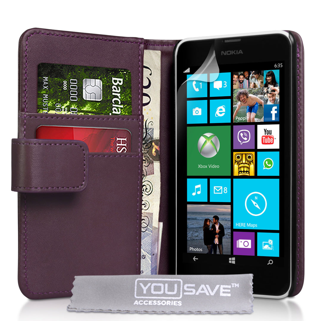YouSave Nokia Lumia 630 Leather-Effect Wallet Case - Purple