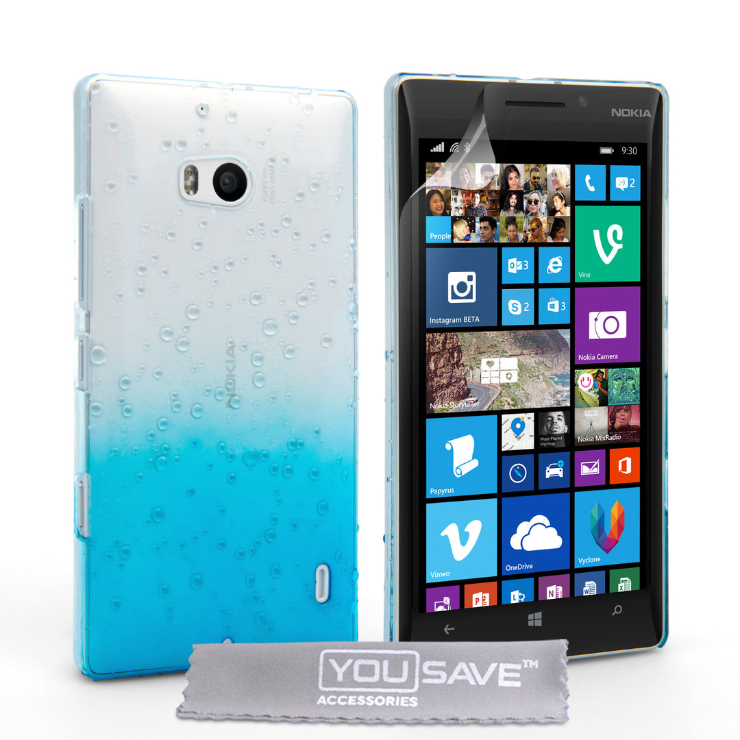 YouSave Accessories Nokia Lumia 930 Raindrop Hard Case - Blue-Clear