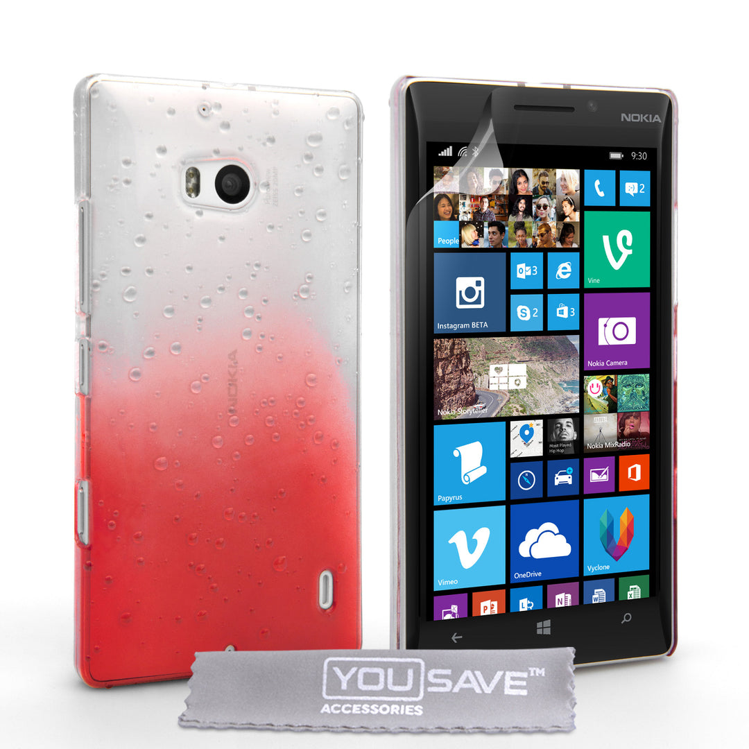YouSave Accessories Nokia Lumia 930 Raindrop Hard Case - Red-Clear