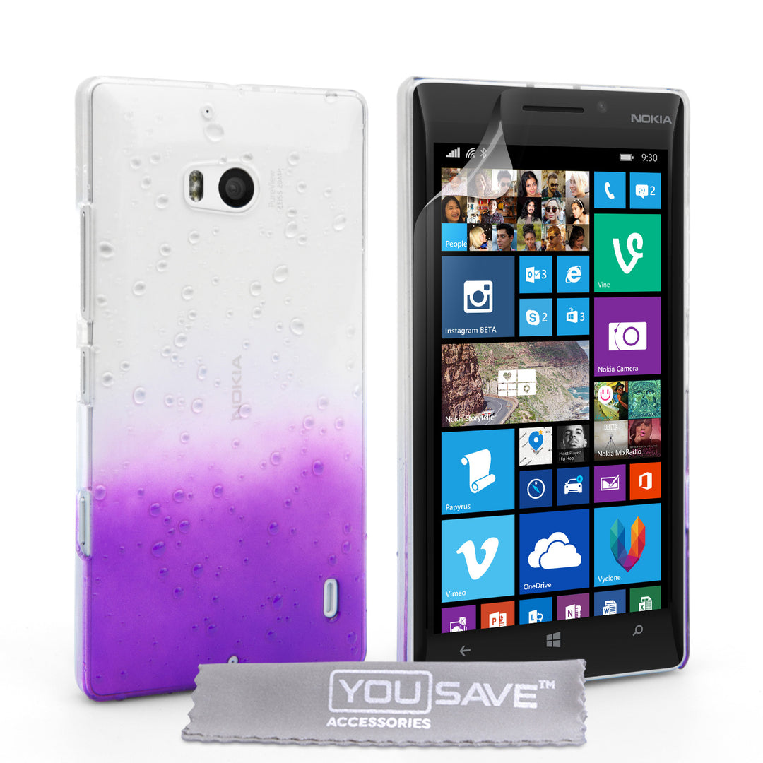 YouSave Accessories Nokia Lumia 930 Raindrop Hard Case - Purple-Clear