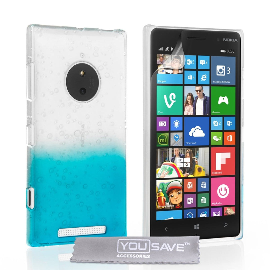 Yousave Accessories Nokia Lumia 830 Raindrop Hard Case - Blue - Clear - Mobile Madhouse