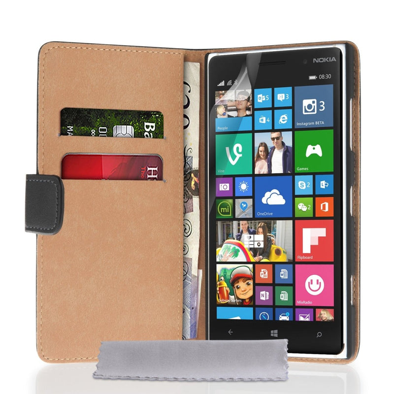 Caseflex Nokia Lumia 830 Real Leather Wallet Case - Black - Mobile Madhouse