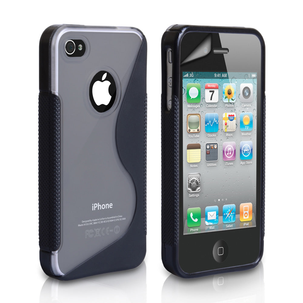 YouSave Accessories iPhone 4 / 4S S-Line Gel Case - Black-Clear