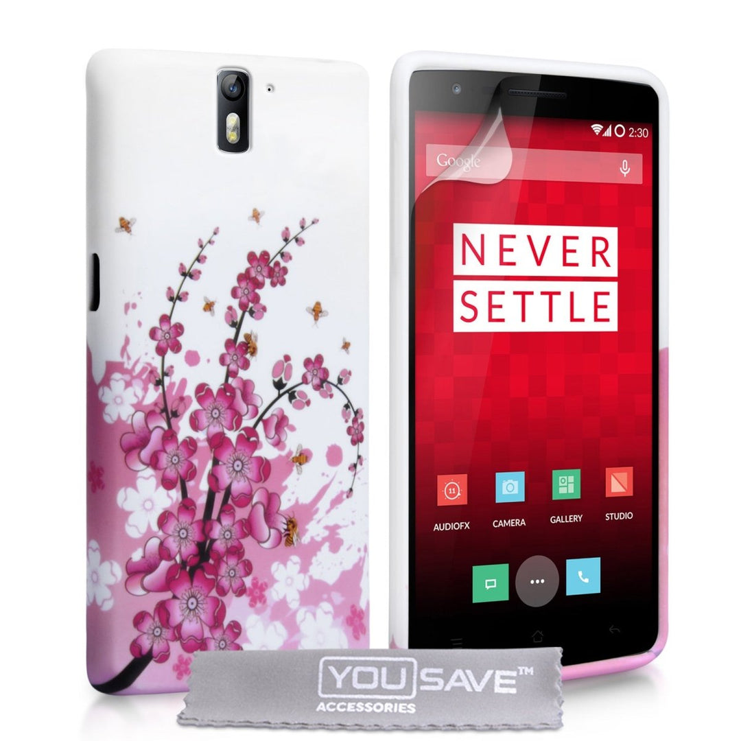 Yousave Accessories One Plus One Floral Bee Silicone Gel Case - Mobile Madhouse