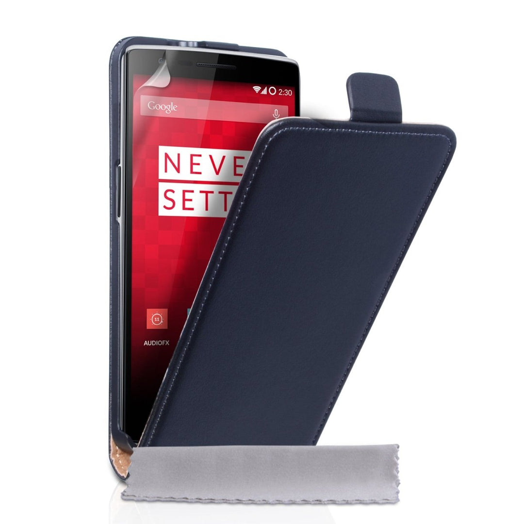 Caseflex One Plus One Real Leather Flip Case - Black - Mobile Madhouse