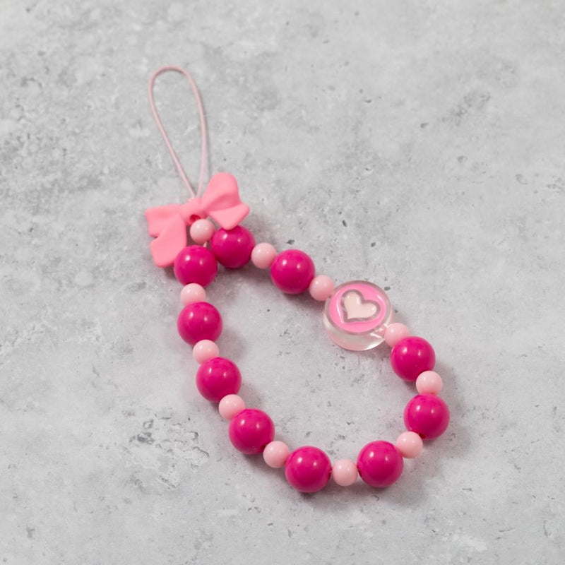 Pink Bow & Heart Phone Charm Strap