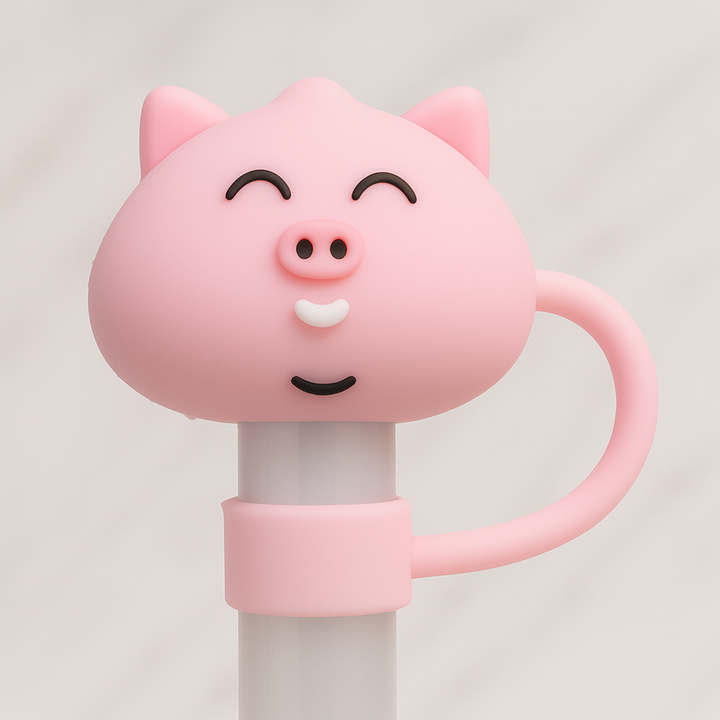Pink Pig Straw Cover Topper