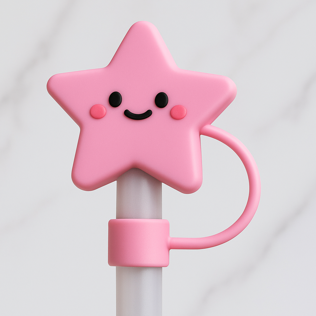 Pink Star Straw Cover Topper