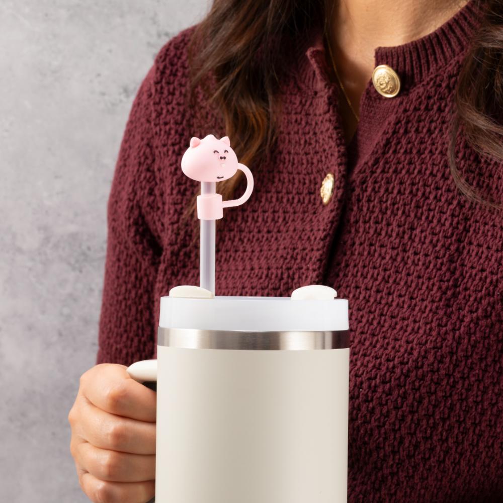 Pink Pig Straw Cover Topper