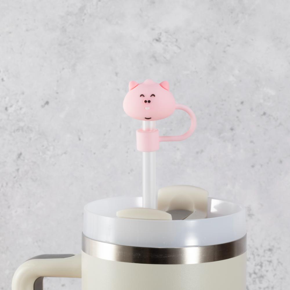 Pink Pig Straw Cover Topper