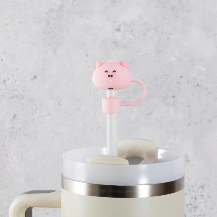 Pink Pig Straw Cover Topper