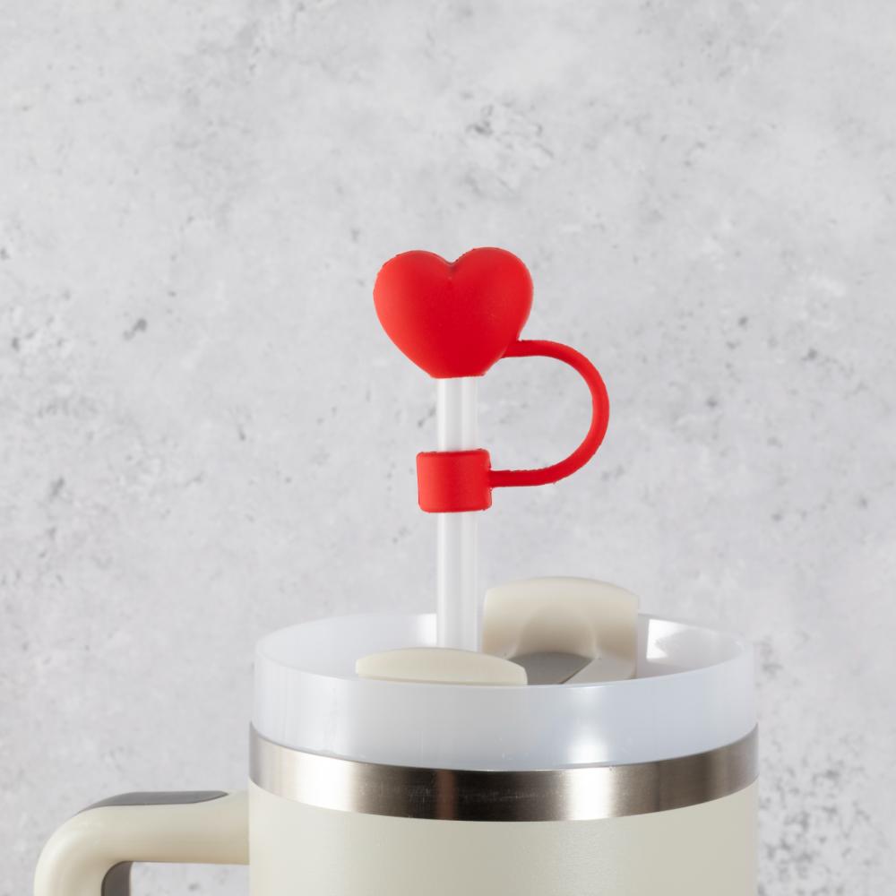 Red Love Heart Straw Cover Topper