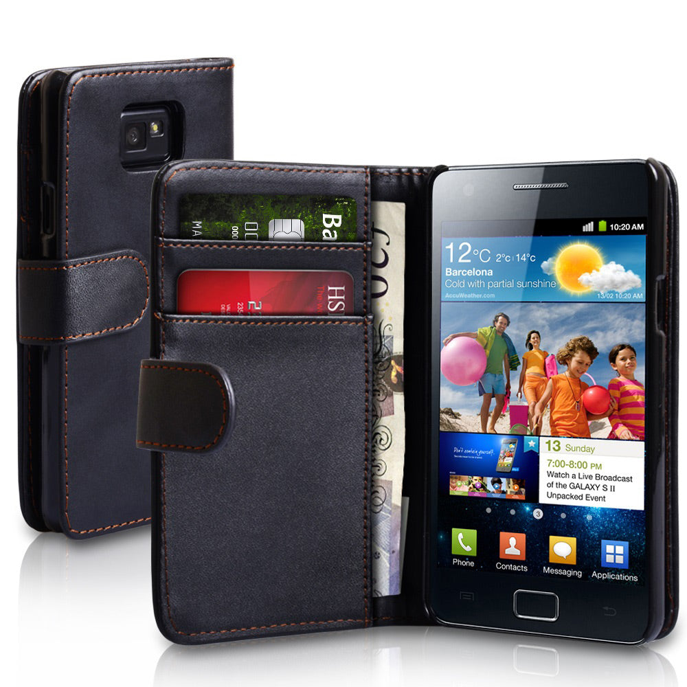 YouSave Samsung Galaxy S2 Leather Effect Wallet Case - Black