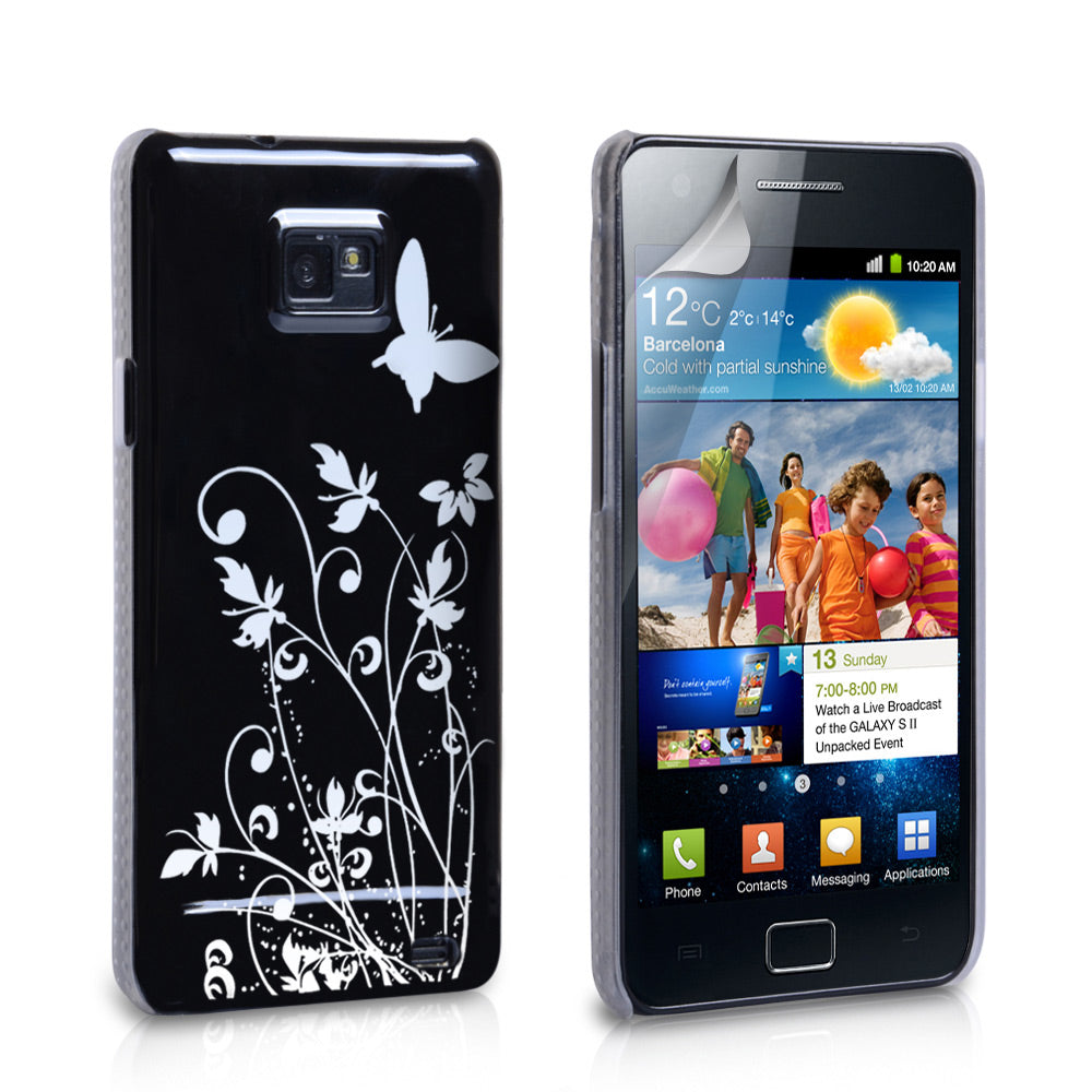YouSave Samsung Galaxy S2 i9100 Black Butterfly IMD Hard Case