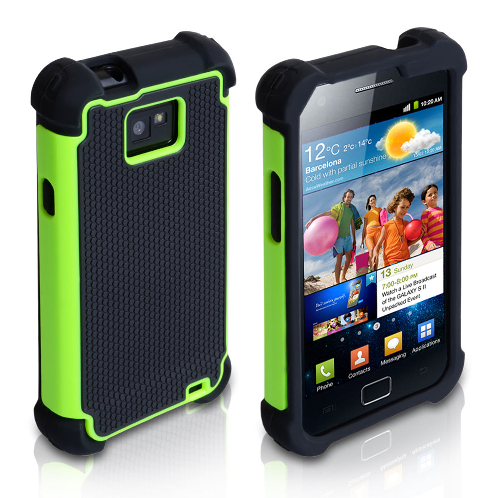 YouSave Samsung Galaxy S2 Dual Combo Grip Case - Black-Green