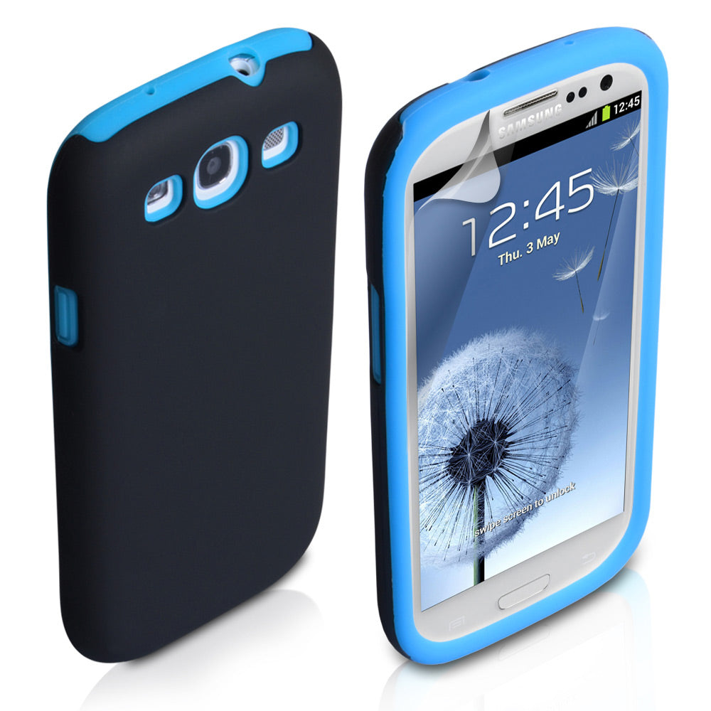 YouSave Accessories Samsung Galaxy S3 Dual Combo Case - Black/Blue