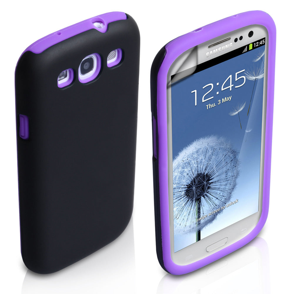 YouSave Accessories Samsung Galaxy S3 Dual Combo Case - Black/Purple