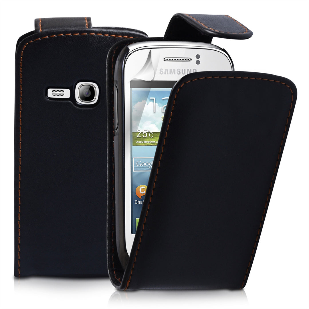 YouSave Samsung Galaxy Young Black Leather Effect Flip Case
