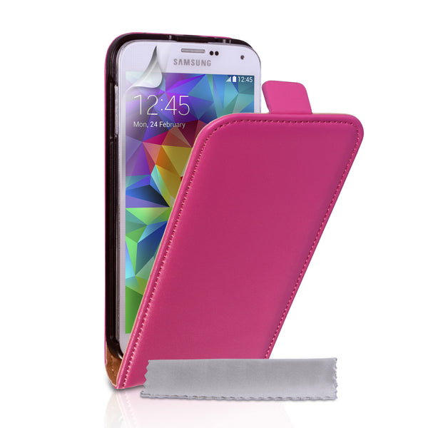 Caseflex Samsung Galaxy S5 Real Leather Flip Case - Pink