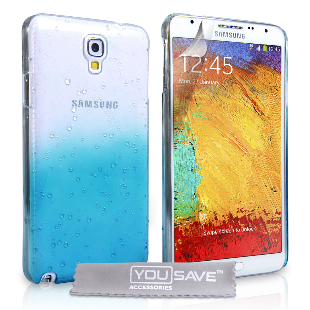 YouSave Samsung Galaxy Note 3 Neo Raindrop Hard Case - Blue-Clear
