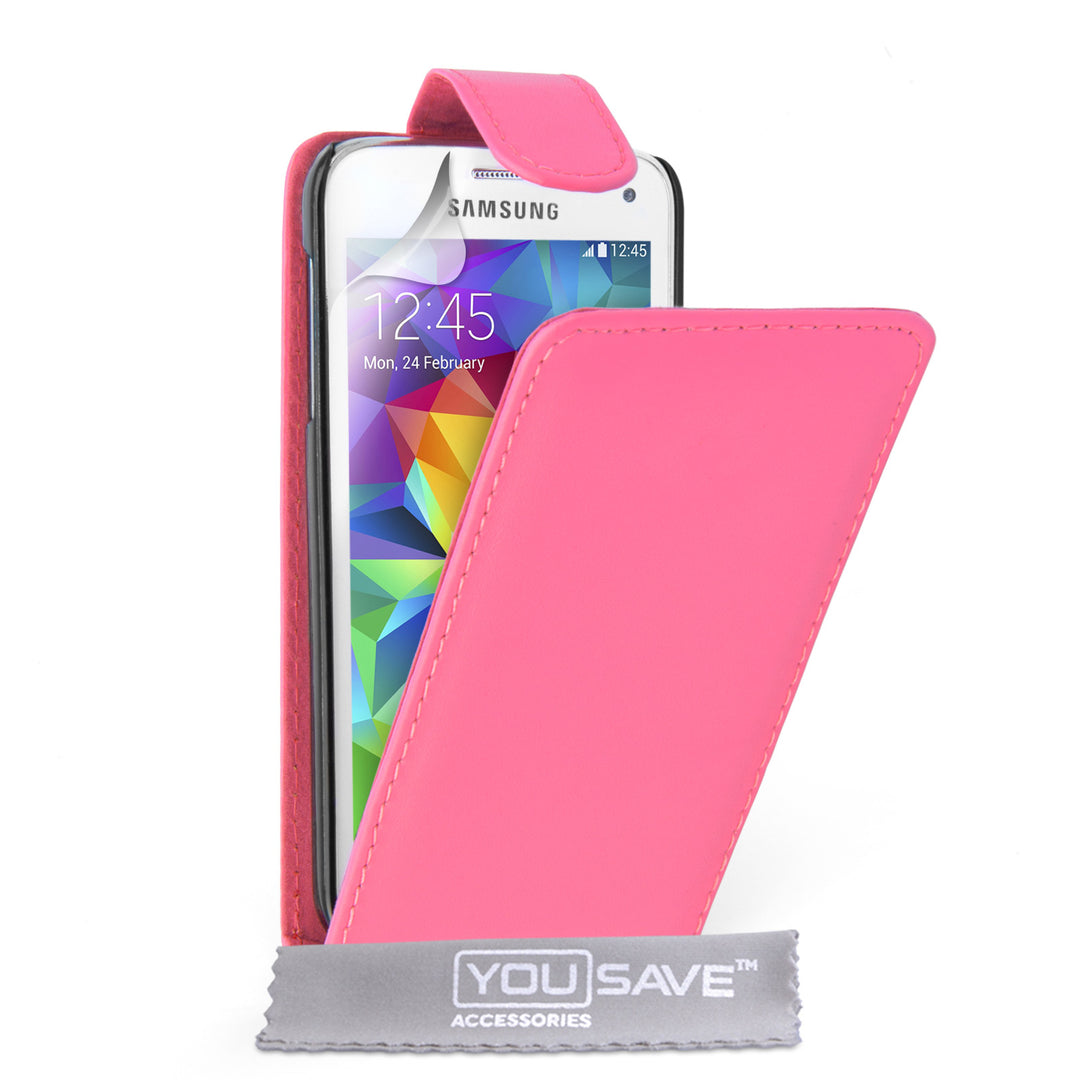 YouSave Samsung Galaxy S5 Mini Leather-Effect Flip Case - Hot Pink