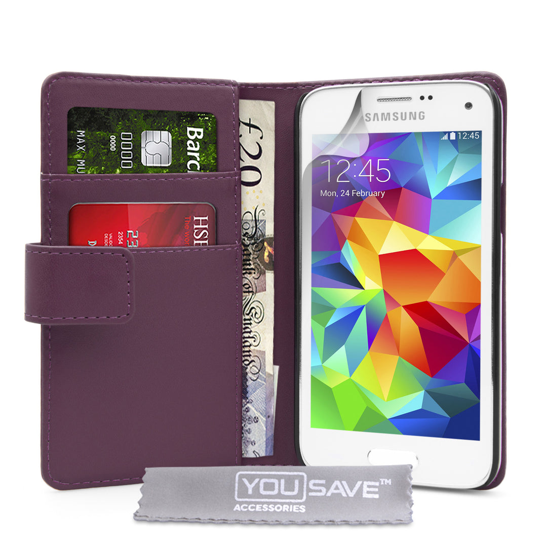 YouSave Samsung Galaxy S5 Mini Leather-Effect Wallet Case - Purple