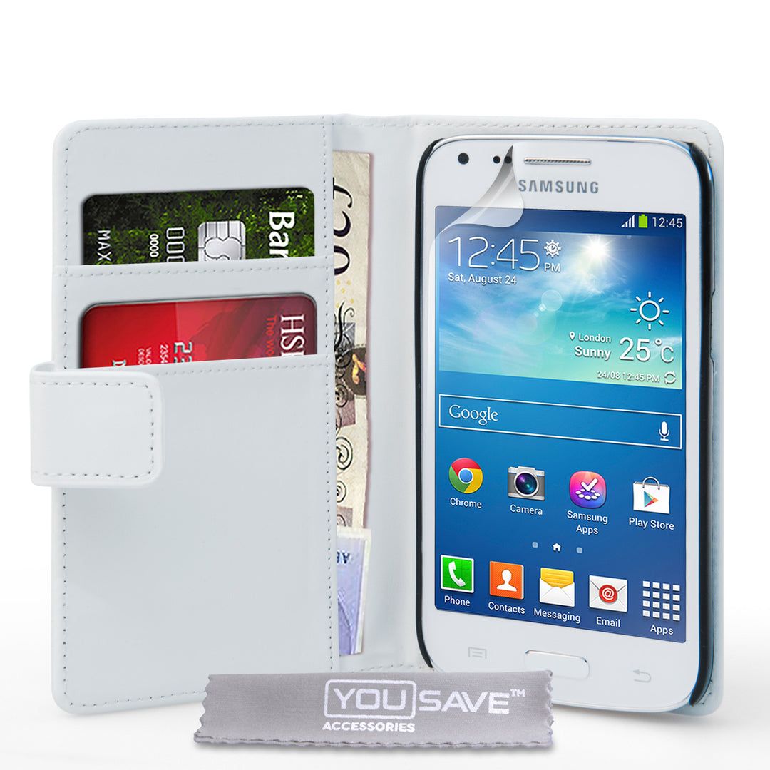 YouSave Samsung Galaxy Core Plus Leather-Effect Wallet Case - White