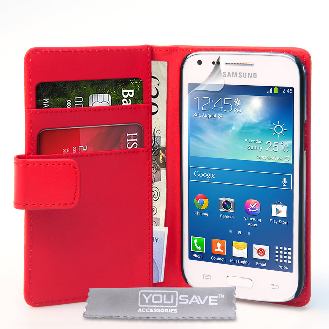 YouSave Samsung Galaxy Core Plus Leather-Effect Wallet Case - Red