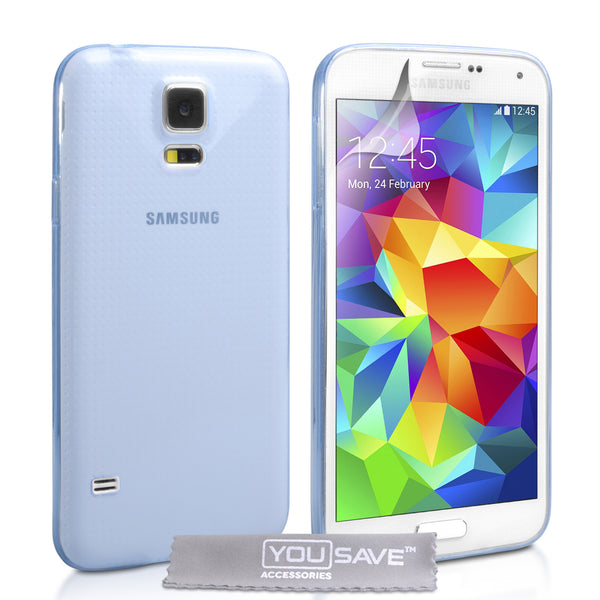 YouSave Accessories Samsung Galaxy S5 0.6mm Clear Gel Case - Blue