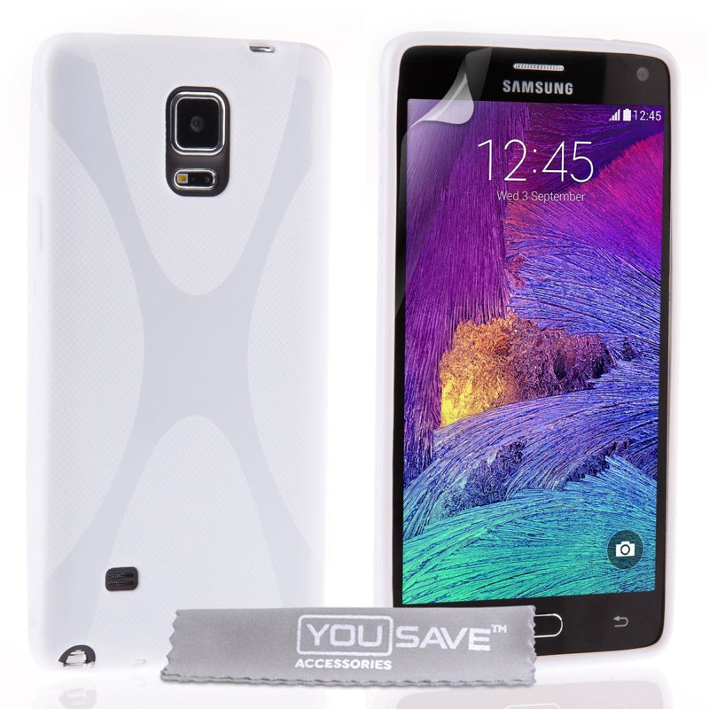 Yousave Accessories Samsung Galaxy Note 4 Silicone Gel X - Line Case - White - Mobile Madhouse