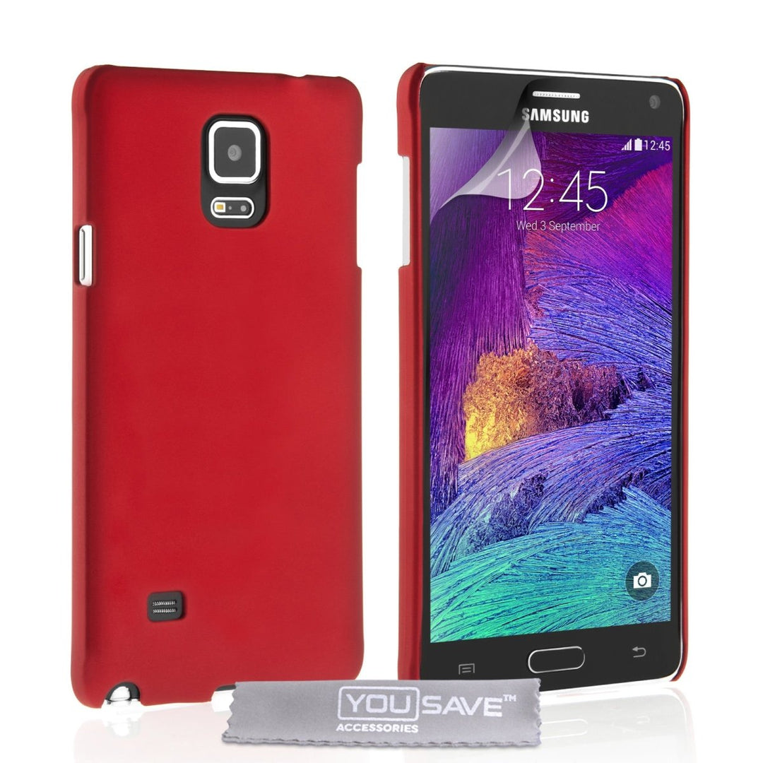Yousave Accessories Samsung Galaxy Note 4 Hard Hybrid Case - Red - Mobile Madhouse