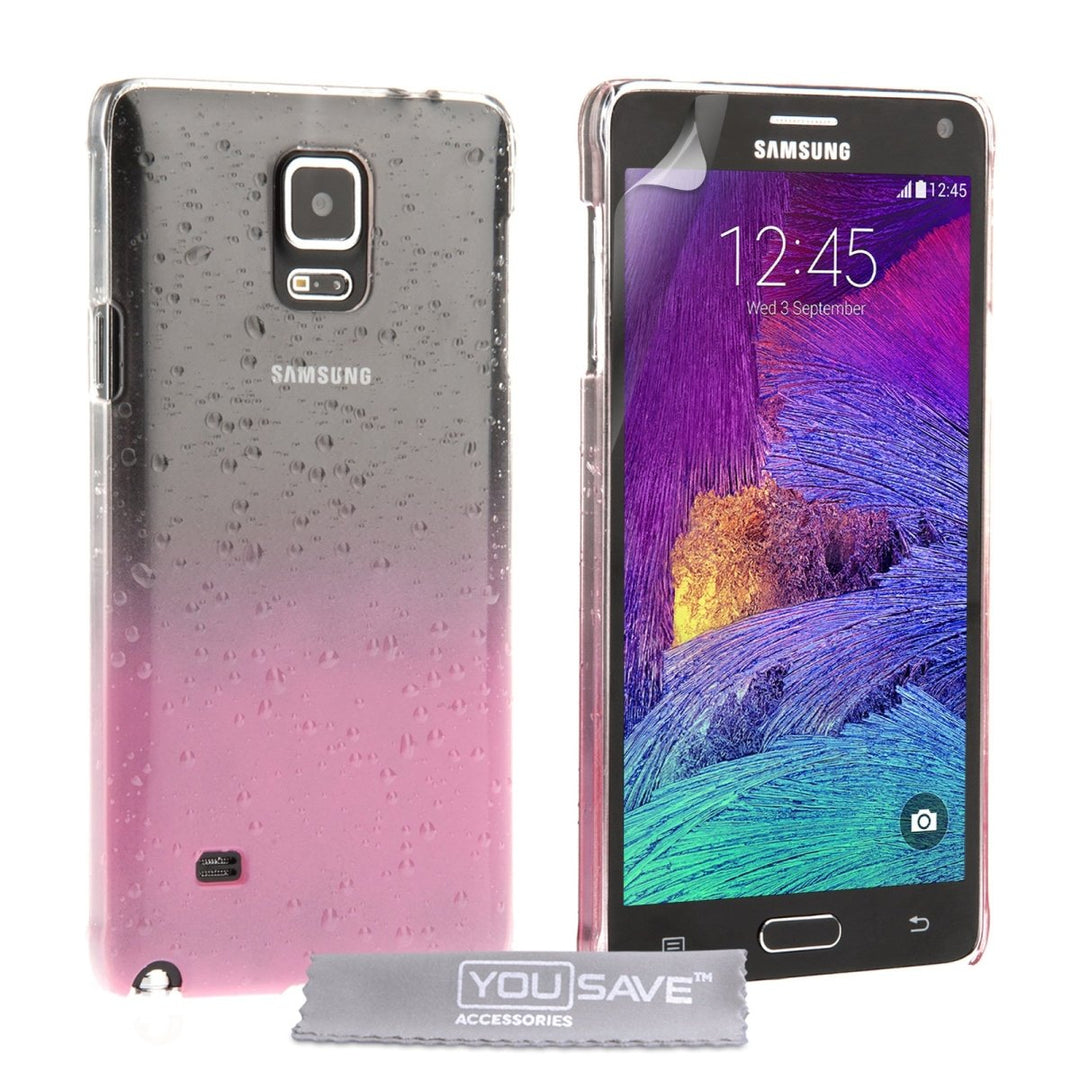 Yousave Accessories Samsung Galaxy Note 4 Raindrop Hard Case - Baby Pink - Clear - Mobile Madhouse