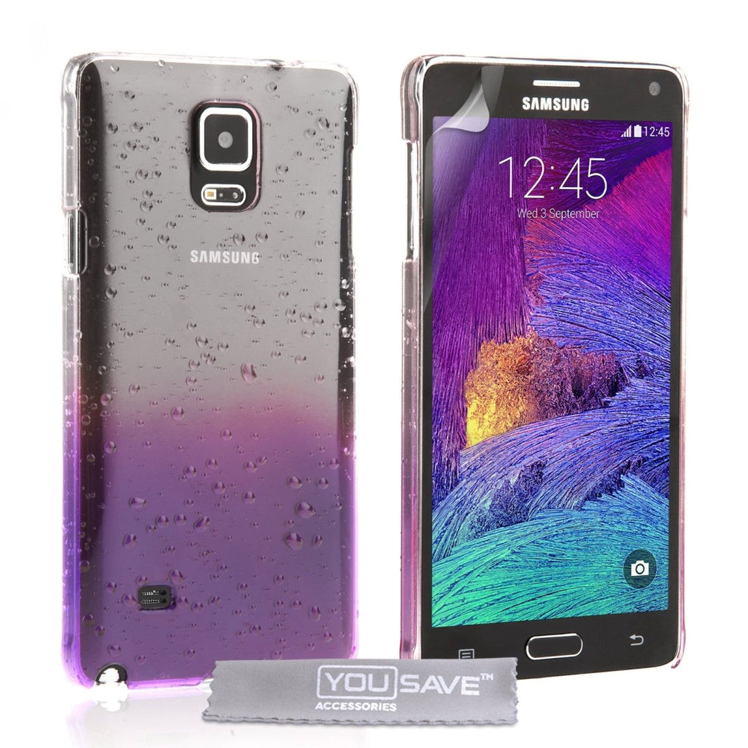 Yousave Accessories Samsung Galaxy Note 4 Raindrop Hard Case - Purple - Clear - Mobile Madhouse