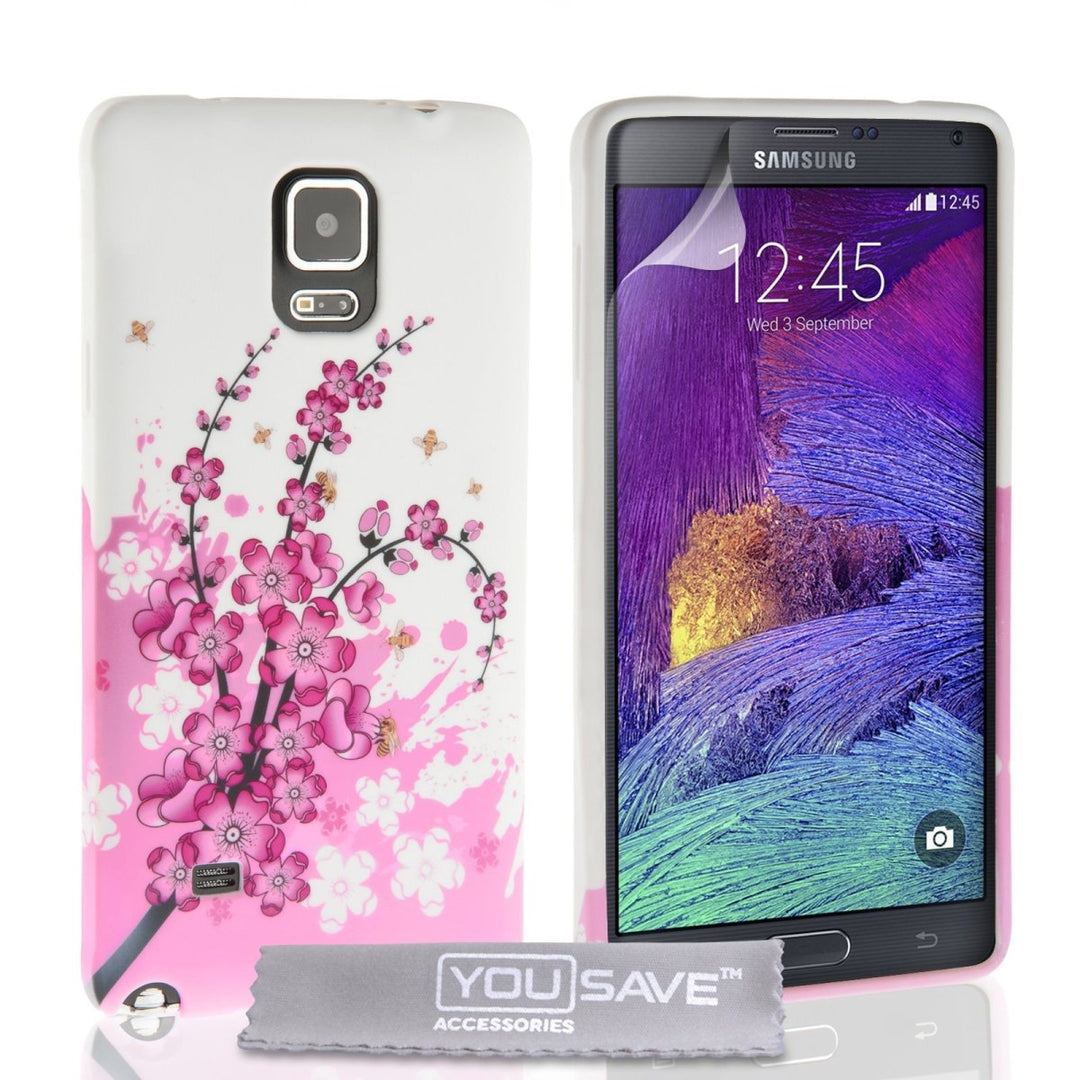 Yousave Accessories Samsung Galaxy Note 4 Floral Bee Silicone Gel Case - Mobile Madhouse