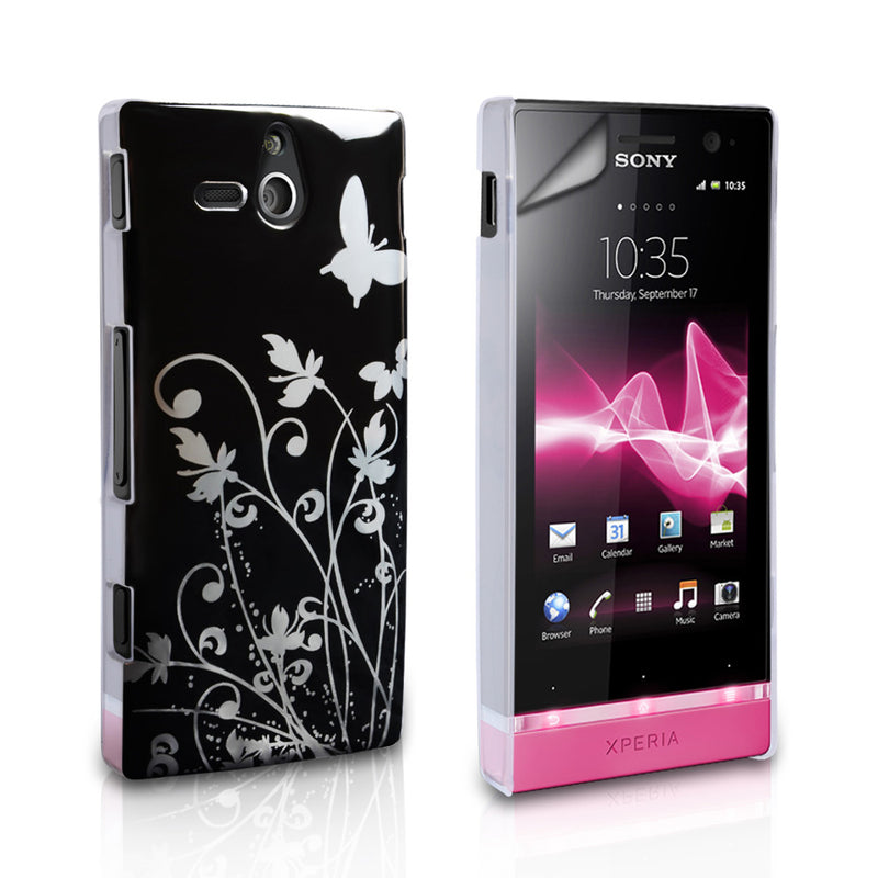 YouSave Accessories Sony Xperia U Black Butterfly IMD Hard Case